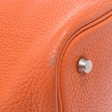 爱马仕爱马仕picotan锁毫米橙色银支架□h -graved（2004年左右）女士Toryon Lemance Handbag AB级使用Ginzo