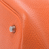 爱马仕爱马仕picotan锁毫米橙色银支架□h -graved（2004年左右）女士Toryon Lemance Handbag AB级使用Ginzo