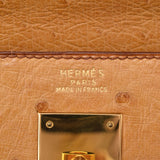 HERMES HERMES HERMES KELLY 32外缝制2way Gold gold Bracket○W雕刻（1993年）女士鸵鸟手袋AB级使用Ginzo