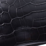 爱马仕爱马仕无聊37黑色金支架□E雕刻（2001年左右）女士Porosus手提包B等级使用Ginzo