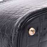 爱马仕爱马仕无聊37黑色金支架□E雕刻（2001年左右）女士Porosus手提包B等级使用Ginzo