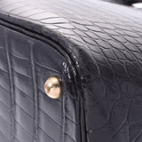 爱马仕爱马仕无聊37黑色金支架□E雕刻（2001年左右）女士Porosus手提包B等级使用Ginzo