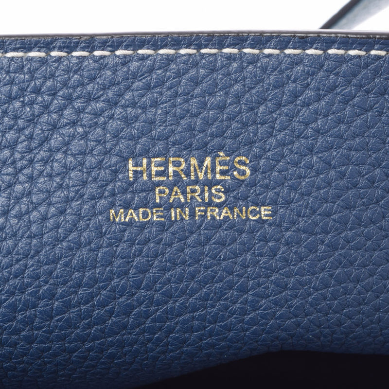 HERMES Hermes Dubble Sense 36 Reversible Bicolor Shell/Blue Mald □ P engraved (around 2012) Unisex Toryon Lemance Tote Bag A Rank used Ginzo