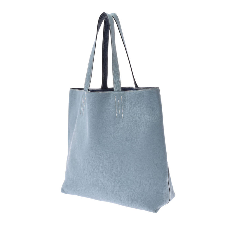 HERMES Hermes Dubble Sense 36 Reversible Bicolor Shell/Blue Mald □ P engraved (around 2012) Unisex Toryon Lemance Tote Bag A Rank used Ginzo