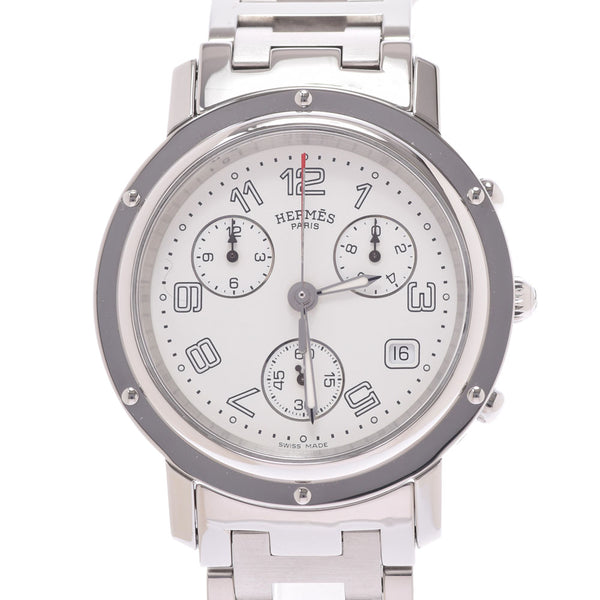 HERMES HERMES CLIPPER CHRONO CL1.910男士SS观看石英白色表盘