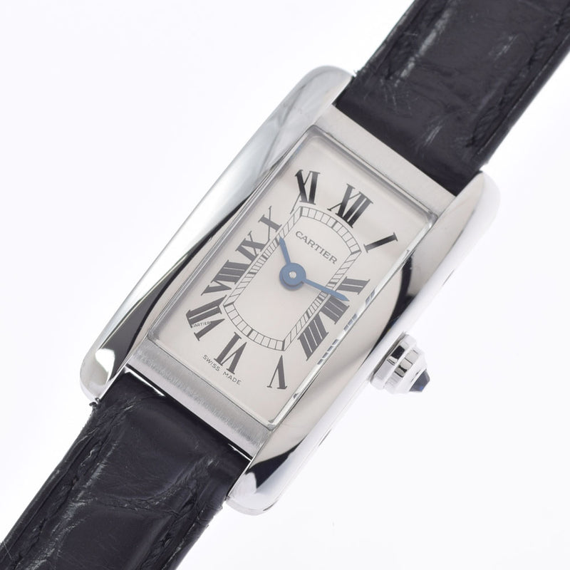 CARTIER カルティエ タンクアメリカン ミニ レディース SS/革 腕時計 クオーツ シルバー文字盤 Aランク 中古 銀蔵