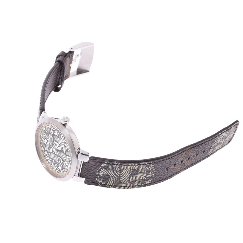 LOUIS VUITTON Louis Vuitton Tambour Christ Famenes Isetan Limited 59 Koi Q1D06 Men's SS/Leather Watch Quartz Silver Dial A Rank Used Ginzo