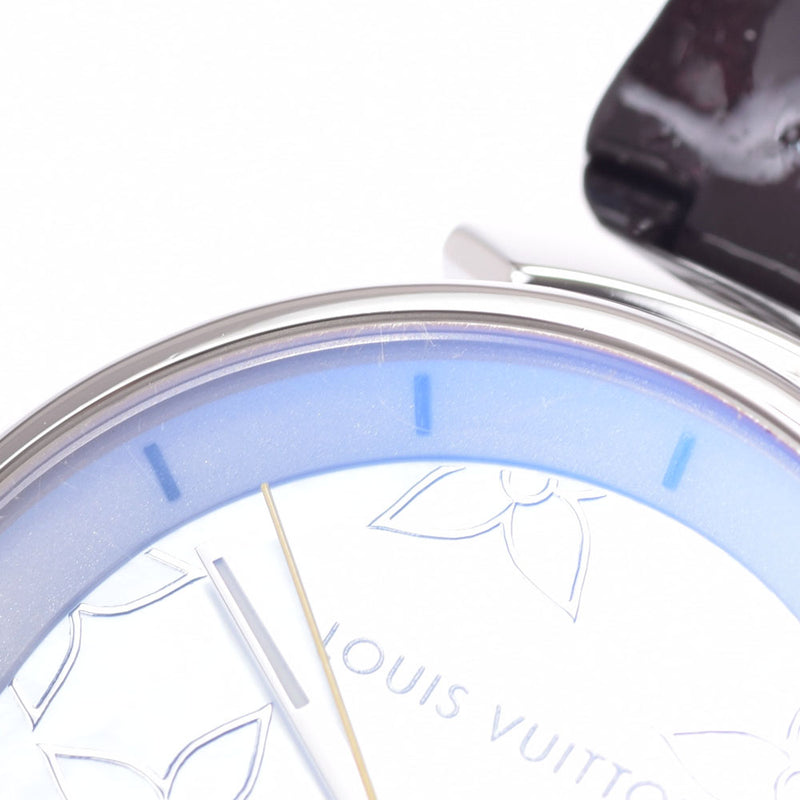 LOUIS VUITTON Louis Vuitton Tambour Q121C Ladies SS/Leather Watch Quartz White Shell Dial A Rank Used Ginzo