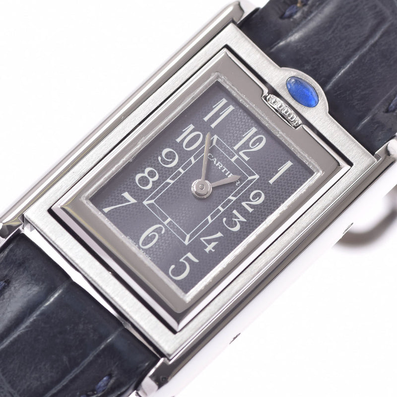 Cartier Cartier Tank Buscultant W1016830 Ladies SS/Leather Watch Quartz Silver Dial AB Rank Used Ginzo