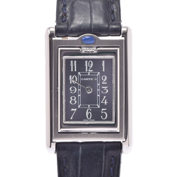 Cartier Cartier Tank Buscultant W1016830 Ladies SS/Leather Watch Quartz Silver Dial AB Rank Used Ginzo