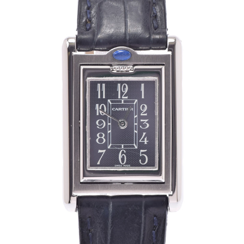 Cartier Cartier Cartier Tank Busitult W1016830女士SS/Leather Watch Quartz Silver Dial AB级使用Ginzo