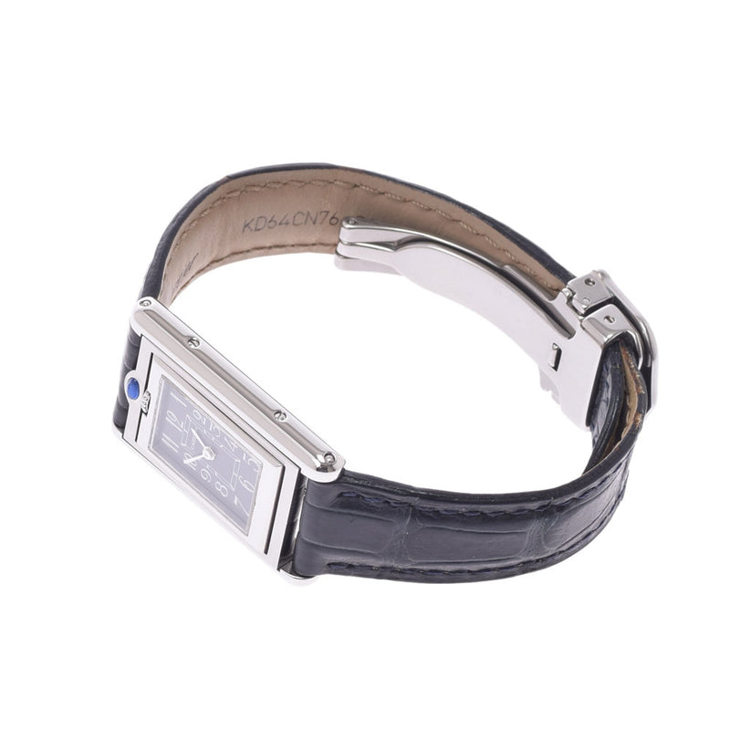 Cartier Cartier Cartier Tank Busitult W1016830女士SS/Leather Watch Quartz Silver Dial AB级使用Ginzo