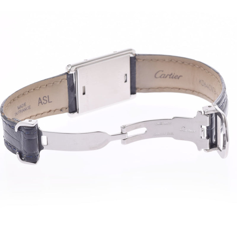 Cartier Cartier Cartier Tank Busitult W1016830女士SS/Leather Watch Quartz Silver Dial AB级使用Ginzo