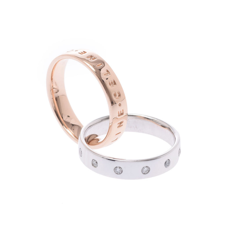 セリーヌ CELINE ダイヤモンド 2連 リング 指輪 K18PG ピンクゴールド × K18WG ホワイトゴールド  / 290075【BJ】