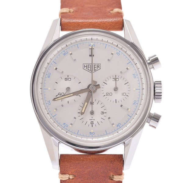 TAG HEUER Taghoier Carrella Chronograph CS3110 Men's SS/Leather Watch Hand -rolled Silver Dial A Rank used Ginzo