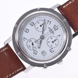 HERMES Hermes Clipper Chrono CL1.910 Men's SS/Leather Watch Quartz White Dial A Rank used Ginzo