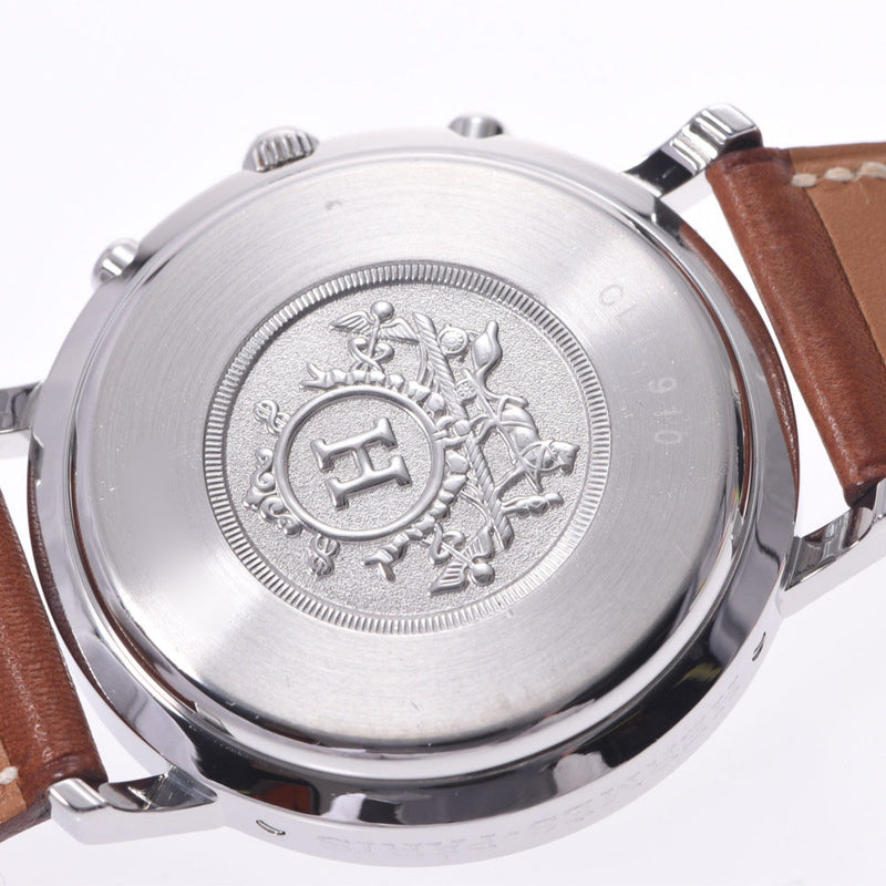 HERMES HERMES CLIPPER CHRONO CL1.910男士SS/Leather Watch Quartz White Dial A RANS使用Ginzo