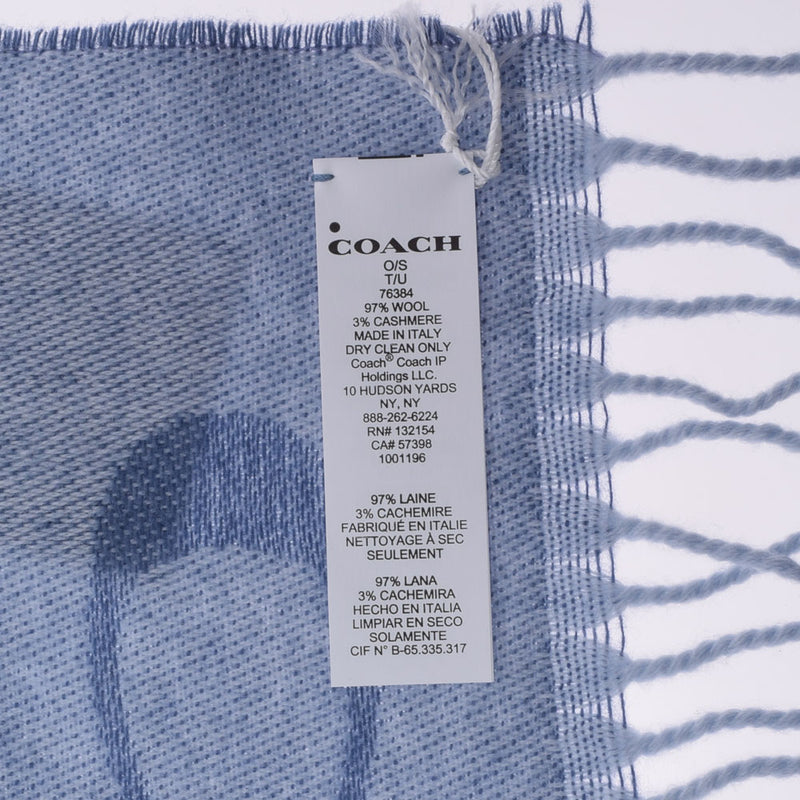 Coach Coach Signature Pattern Over -size Large -size type Outlet Light blue type 76384 Unisex wool 97 %/cashmere 3 % muffler unused Ginzo