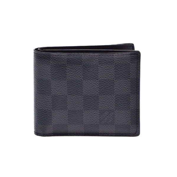 路易威顿路易斯·维顿（Louis Vuitton）Damier Damier Prushit Portofoyille Marco NM黑色/灰色N63336男士Damier Graphit Canvas Bi -fold Canvas Bi -fold Wallet B等级二手Ginzo