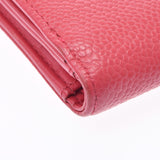 CHANEL Chanel Coco Mark Compact Wallet Pink Ladies Caviar Skin Three Fold Wallet B Rank Used Ginzo