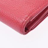 CHANEL Chanel Coco Mark Compact Wallet Pink Ladies Caviar Skin Three Fold Wallet B Rank Used Ginzo