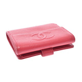 CHANEL Chanel Coco Mark Compact Wallet Pink Ladies Caviar Skin Three Fold Wallet B Rank Used Ginzo