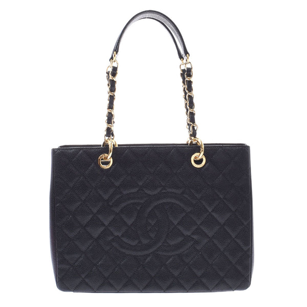 CHANEL Chanel Matrasse GST Tote Black Gold Bracket Ladies Cabiaskin Tote Bag A Rank used Ginzo