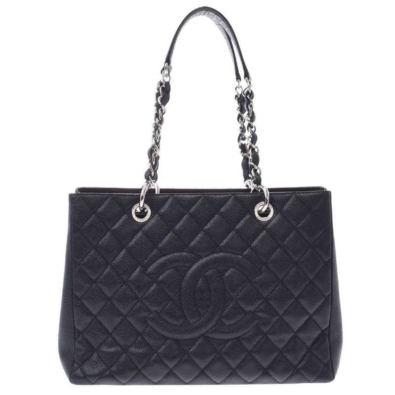 CHANEL シャネル マトラッセ GSTトート 黒 シルバー金具 レディース キャビアスキン トートバッグ Aランク 中古 銀蔵