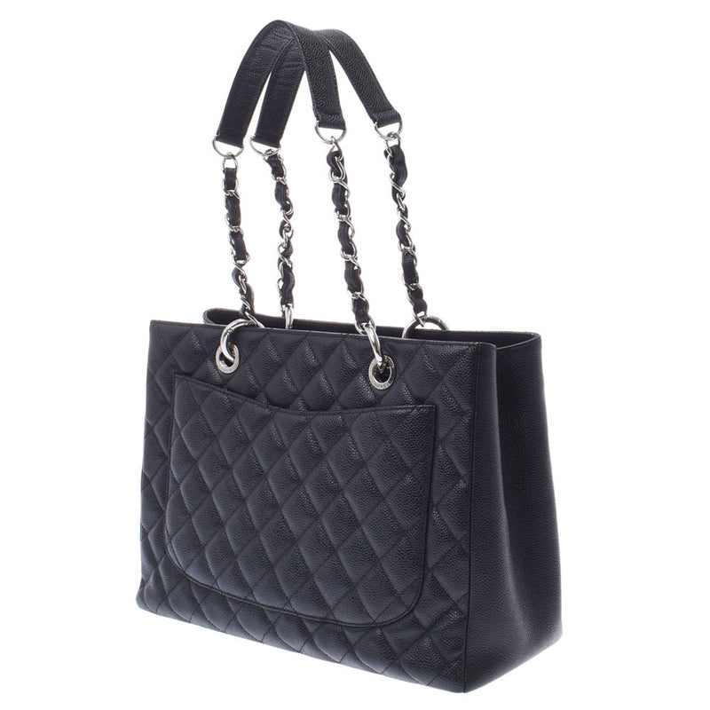 CHANEL Chanel Matrasse GST Tote Black Silver Bracket Ladies Caviar Skin Tote Bag A Rank used Ginzo