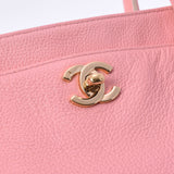 CHANEL Chanel Executive Tote 2WAY Pink Gold Bracket Ladies Soft Caviar Skin Tote Bag AB Rank Used Ginzo