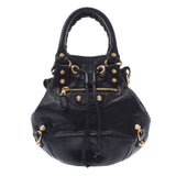 BALENCIAGA Balenciaga Zopom Pom 2WAY Shoulder Bag Black 285439 Ladies Calf Handbag AB Rank Used Ginzo