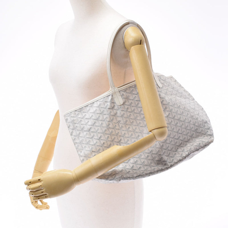 Goyard Goyal Saint -lui PM白色男女pvc手提袋B级使用Ginzo