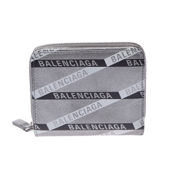 BALENCIAGA バレンシアガ コンパクトジップ シルバー 551933 ユニセックス カーフ 二つ折り財布 ABランク 中古 銀蔵