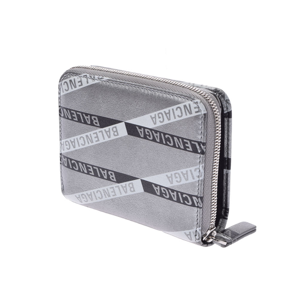 バレンシアガコンパクトジップ シルバー ユニセックス カーフ 二つ折り