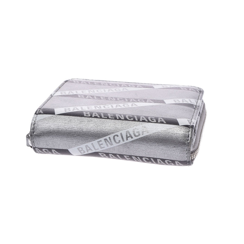 BALENCIAGA Balenciaga Compact Zip Silver 551933 Unisex Calf Bi -fold Wallet AB Rank Used Ginzo