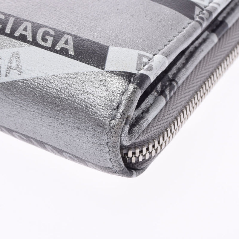 BALENCIAGA Balenciaga Compact Zip Silver 551933 Unisex Calf Bi -fold Wallet AB Rank Used Ginzo