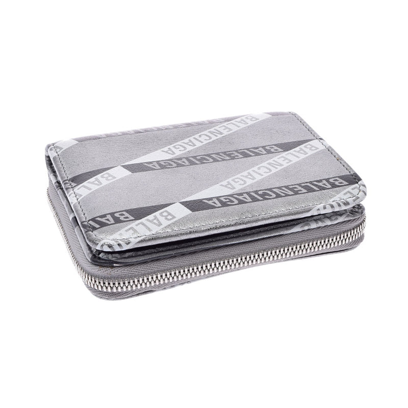 BALENCIAGA Balenciaga Compact Zip Silver 551933 Unisex Calf Bi -fold Wallet AB Rank Used Ginzo