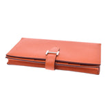 HERMES Hermes Beansfrefu (orange) Silver metal fittings x engraved (around 2016) Ladies Vo Epson Long Wallet A Rank Used Ginzo