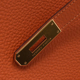 爱马仕爱马仕（Hermes Hermes Birkin）40橙色金支架□n雕刻（2010年左右）男女toryon lemance手提包A级使用Ginzo