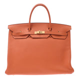 爱马仕爱马仕（Hermes Hermes Birkin）40橙色金支架□n雕刻（2010年左右）男女toryon lemance手提包A级使用Ginzo