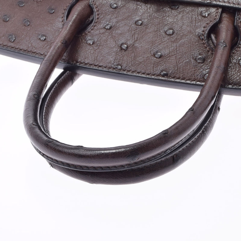 HERMES Hermes Birkin 30 Dark Brown Silver Bracket □ J engraved (around 2006) Ladies Ostrich Handbag AB Rank Used Ginzo