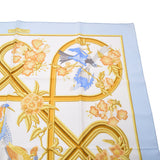 HERMES Hermes Care 90 Light Blue Ladies Silk 100 % Scarf AB Rank used Ginzo