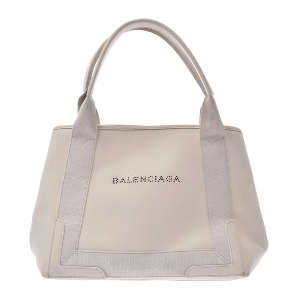 BALENCIAGA バレンシアガ ネイビーカバス S アイボリー 339933 レディース カーフ/キャンバス ハンドバッグ Bランク 中古 銀蔵