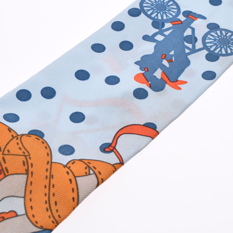 爱马仕爱马仕（Hermes Hermes）twilly新标签蓝/橙色女士丝绸100％围巾AB级使用Ginzo