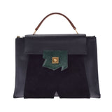 HERMES Hermes President Black/Green/Tea Men's Vogarber Liver Lizard Dobris Handbag AB Rank Used Ginzo