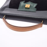 HERMES Hermes President Black/Green/Tea Men's Vogarber Liver Lizard Dobris Handbag AB Rank Used Ginzo