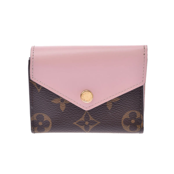 LOUIS VUITTON Louis Vuitton Monogram Portofoyu Zoe Brown/Pink M62933 Ladies Monogram Canvas Three Fold Wallet AB Rank Used Ginzo