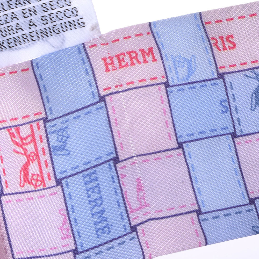 エルメスツイリー 新タグ ボルデュックチェック リボン柄 水色/ピンク