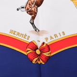 HERMES Hermes horse riding pattern Blue/White/Red Ladies Silk 100 % Scarf A Rank used Ginzo