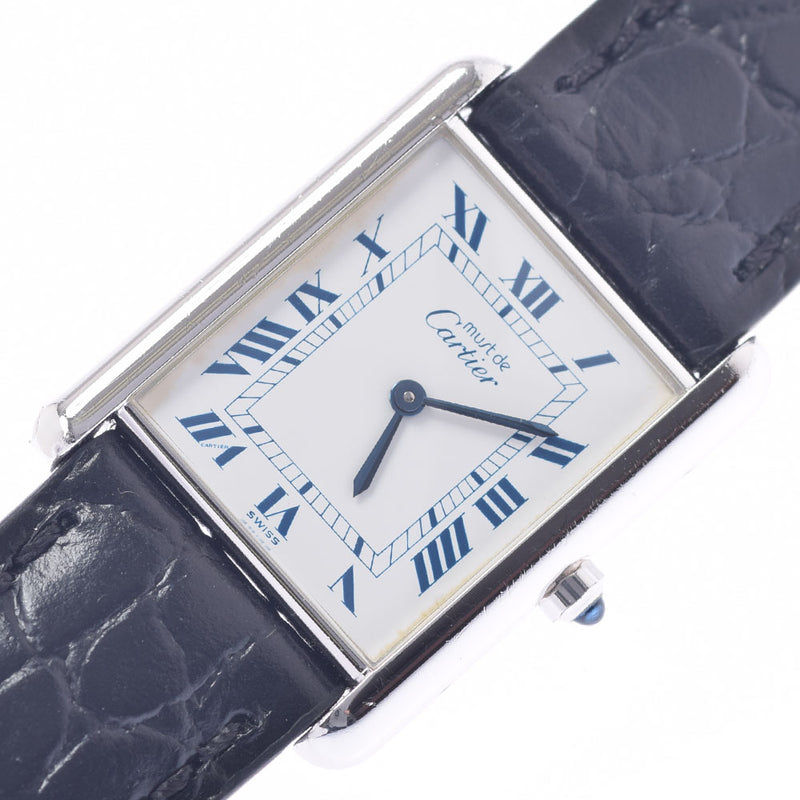 Cartier Cartier Mast Tank Ladies SV925/Leather Watch Quartz White Dial AB Rank Used Ginzo